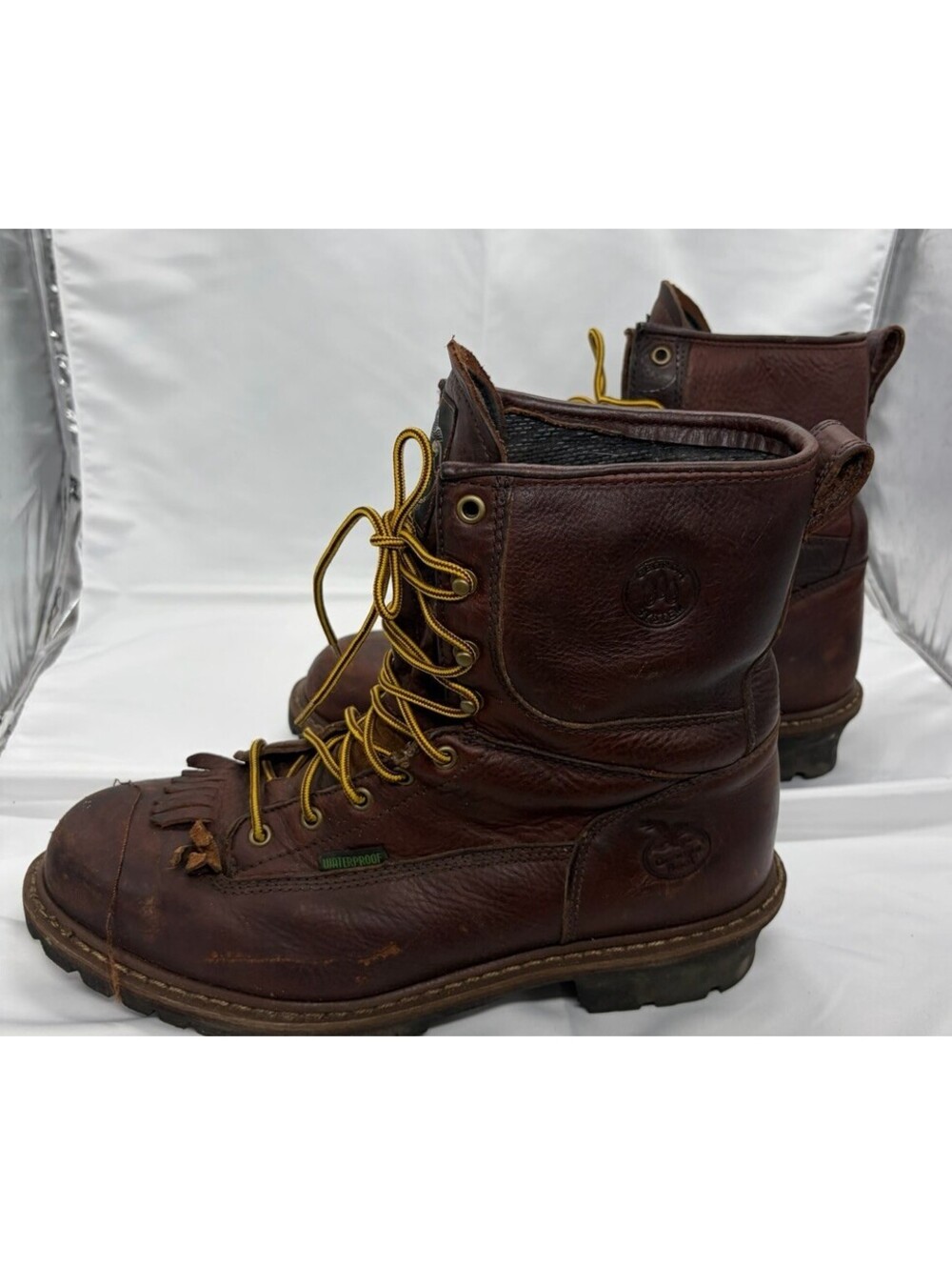 Georgia Boot G7313 8" Logger WP BRN Waterproof Steel Toe Boots Mens Size 12